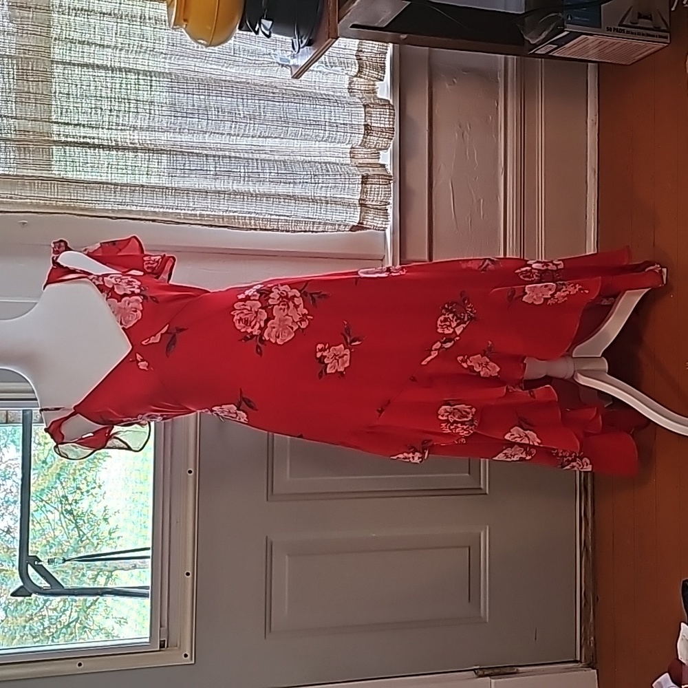 NWOT Speechless Womans Size XS beautiful summer dress.  Red with pink roses